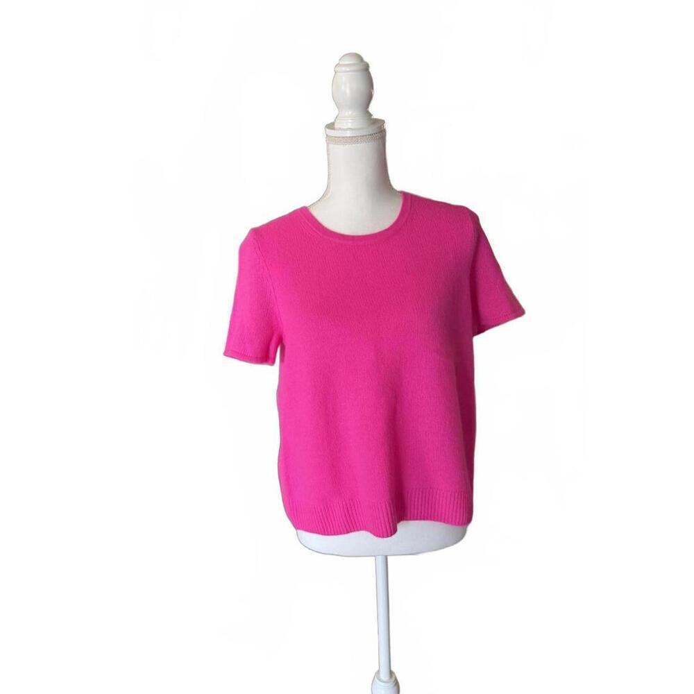 New Bloomingdale’s Short Sleeve Knit Cashmere Top, Large